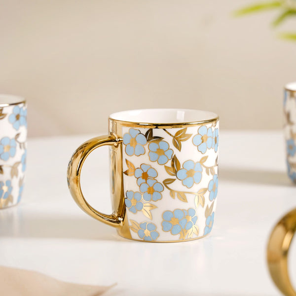 Luxe Ceramic Cup With Flower Design Set of 6 330ml