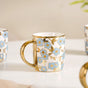 Luxe Ceramic Cup With Flower Design Set of 6 330ml - Tea cup set, coffee cup set, tea cups, coffee cups, ceramic tea cups