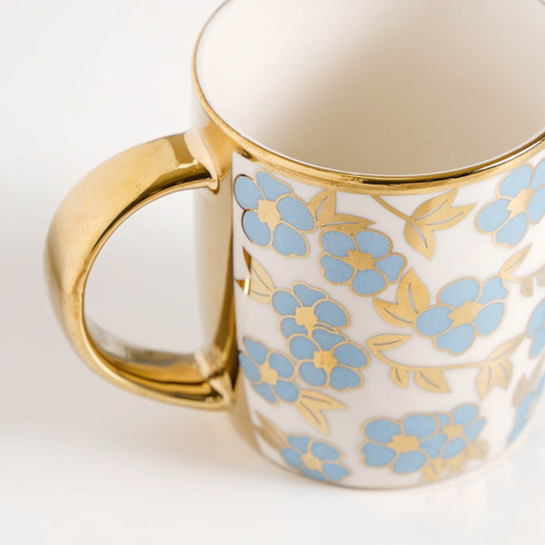 Luxe Ceramic Cup With Flower Design Set of 6 330ml