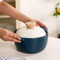 Teal Ceramic Cooking Pot With Lid 2000ml