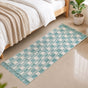Teal Tide Fringe Cotton Bedside Floor Runner 130x50cm