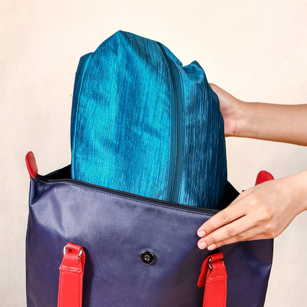 Teal Zippered Shoe Bags For Travel Large Set Of 3