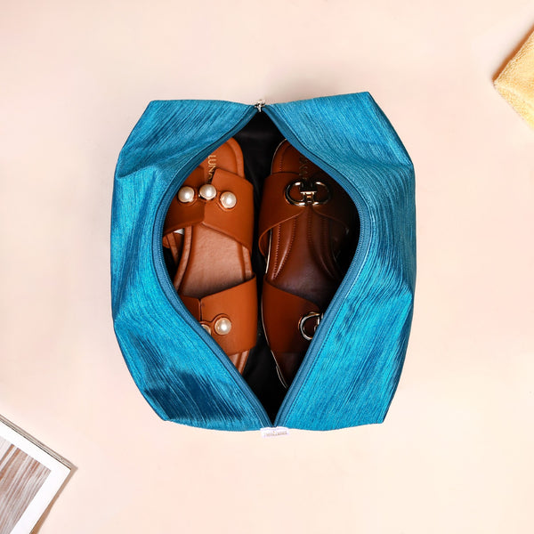 Teal Zippered Shoe Bags For Travel Large Set Of 3