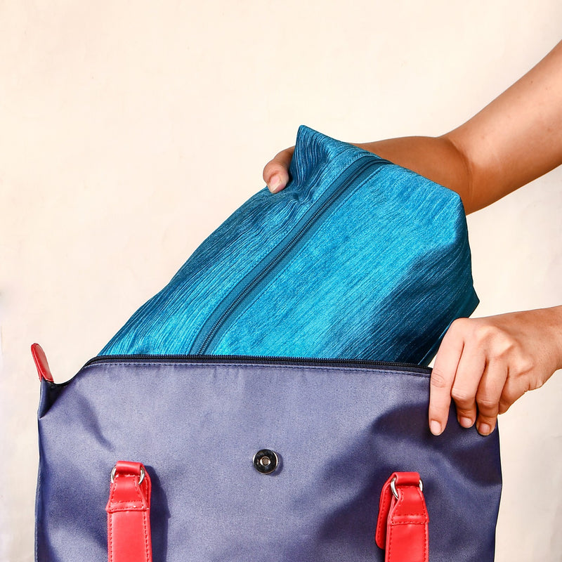 Teal Zippered Travel Shoe Bags Small Set Of 3