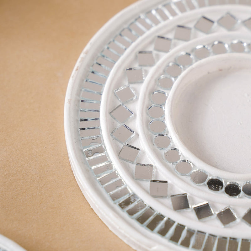 Minimalistic Tealight Candle Holder With Lippan Art Set Of 2