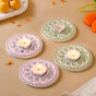 Pastel Tealight Candle Holder With Lippan Art Mirror Work Set Of 4