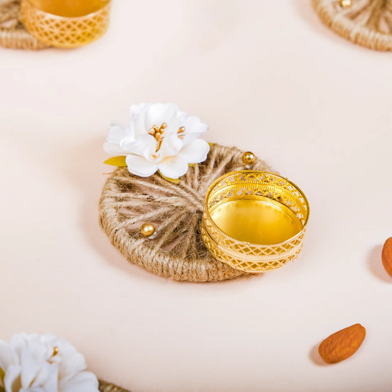 Sustainable Jute Tealight Holder Set Of 6 White