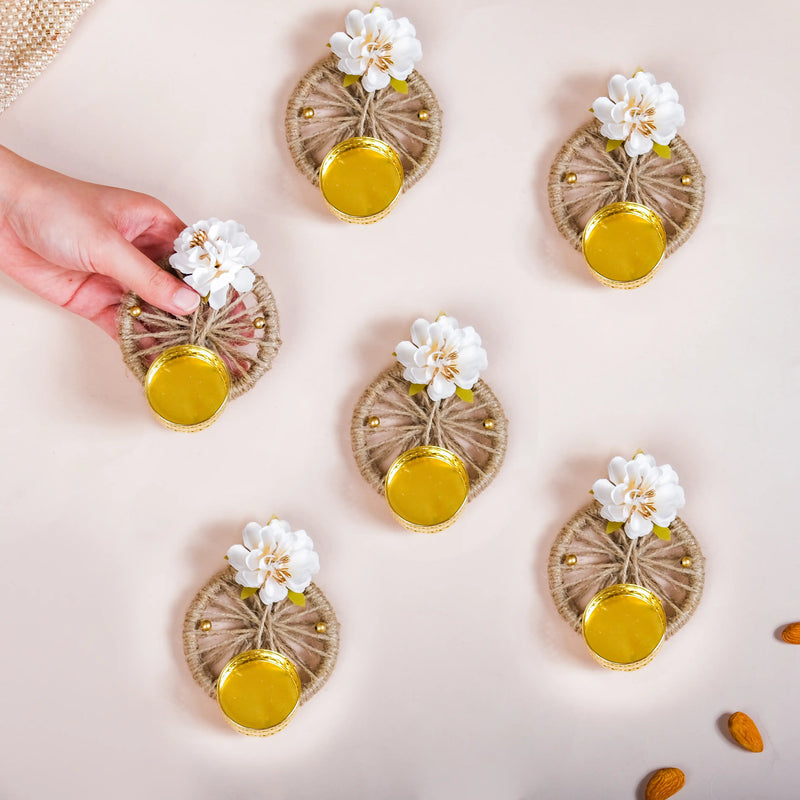 Sustainable Jute Tealight Holder Set Of 6 White