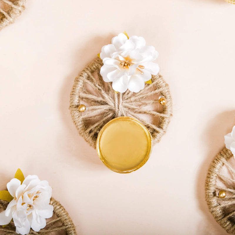 Sustainable Jute Tealight Holder Set Of 6 White