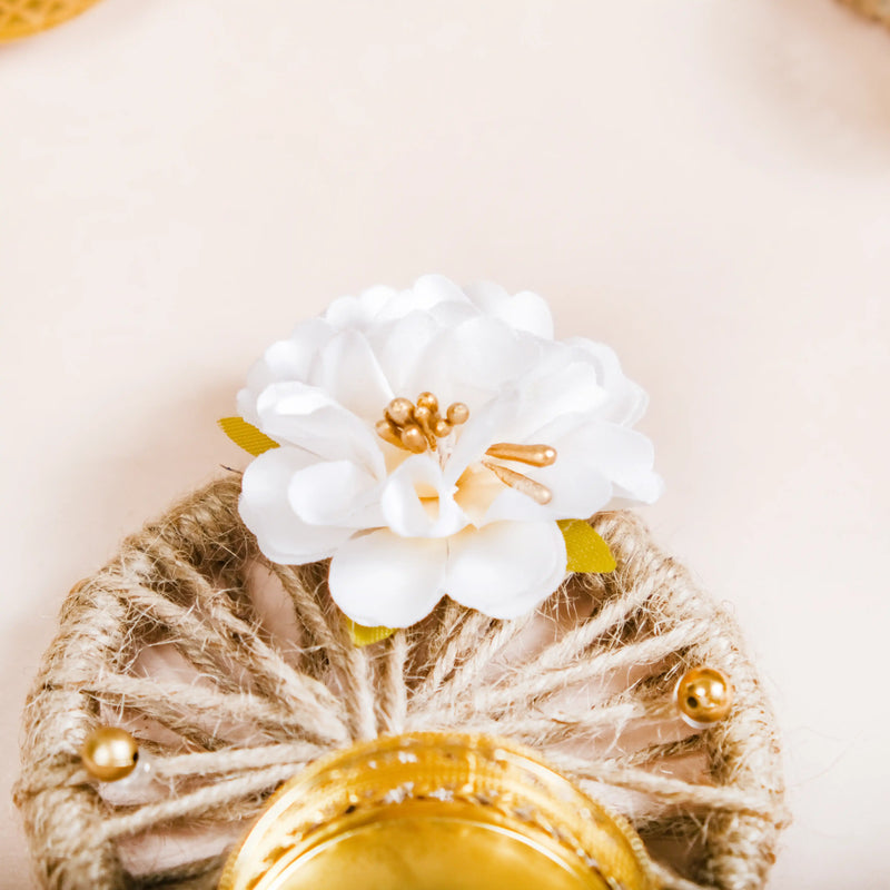 Sustainable Jute Tealight Holder Set Of 6 White