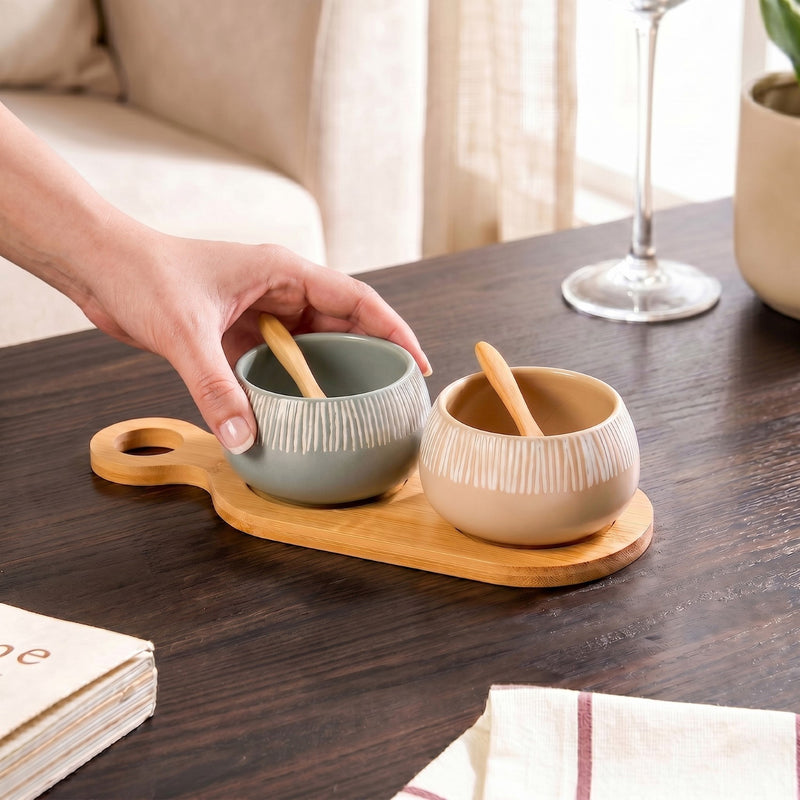 Terra Duo Platter With Spoon Set Of 5