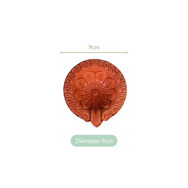 Set Of 48 Sustainable Engraved Terracotta Diyas