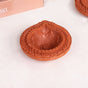 Set Of 48 Flower Motif Carved Earthen Clay Diyas