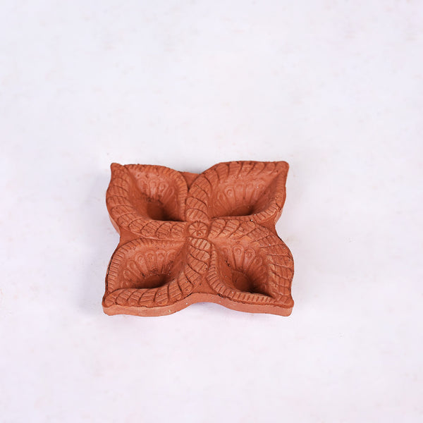 Flower Terracotta Diyas Set Of 48