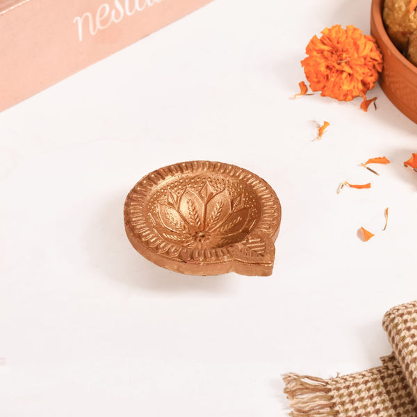 Set Of 48 Geometric Petal Terracotta Diyas