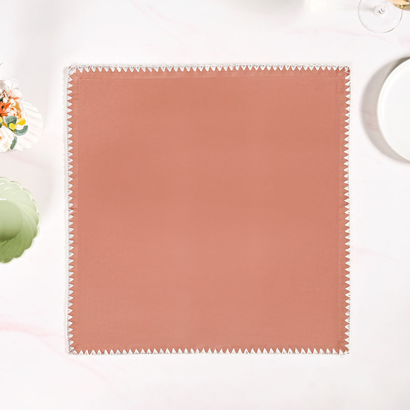 Terracotta Embroidered Edges Table Napkin Set Of 4