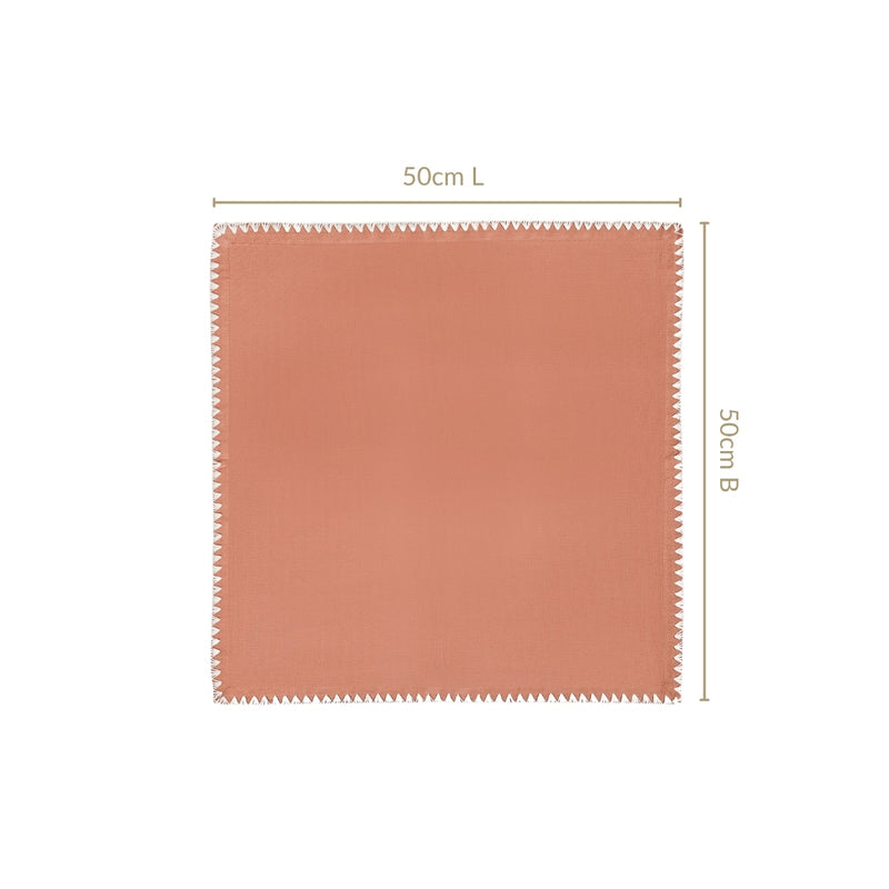 Terracotta Embroidered Edges Table Napkin Set Of 6