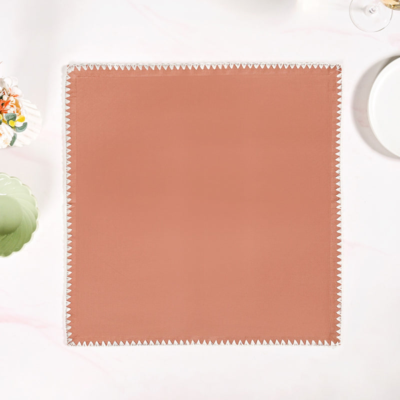Terracotta Embroidered Edges Table Napkin Set Of 6