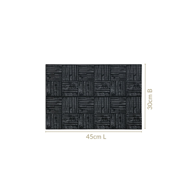 Textile Style Black Dinner Table Mats Set Of 6