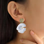 Textured Florals Dangling Earrings White