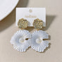 Textured Florals Dangling Earrings White