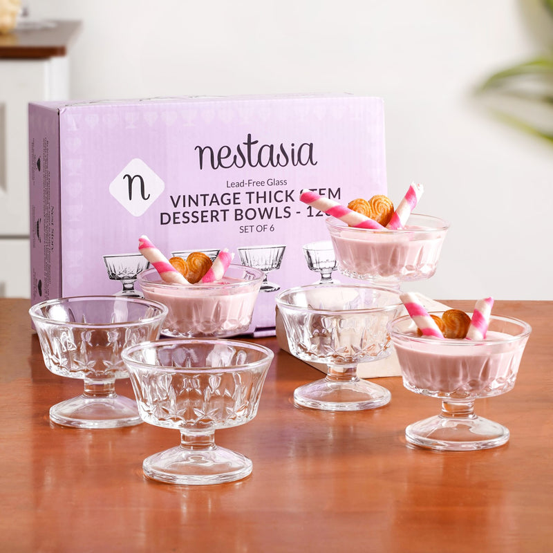 Textured Thick Stem Dessert Bowls Set Of 6 120ml