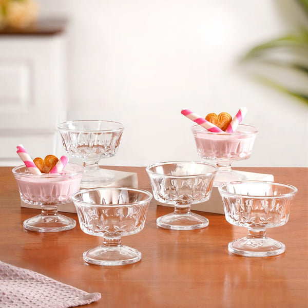 Textured Thick Stem Dessert Bowls Set Of 6 120ml