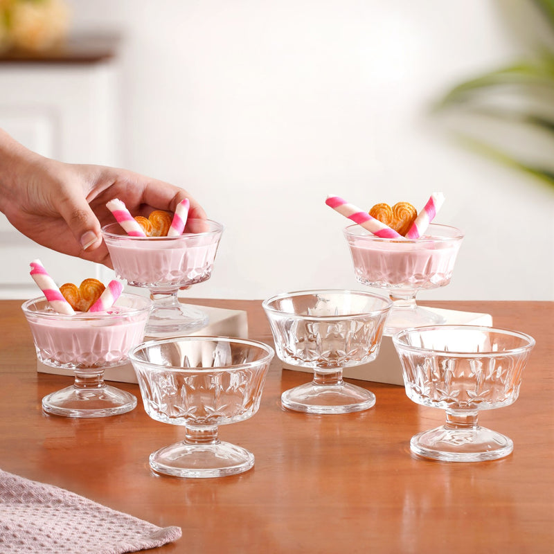 Textured Thick Stem Dessert Bowls Set Of 6 120ml