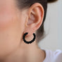 Textured Black Semi Hoop Earrings