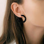 Textured Black Semi Hoop Earrings