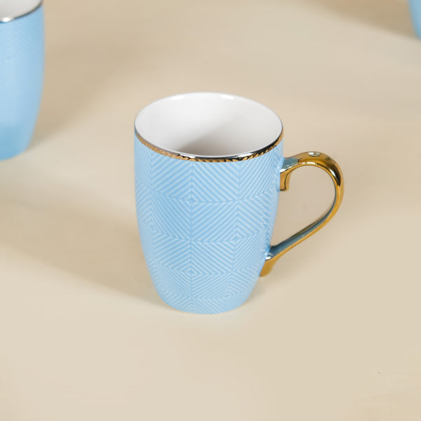 Set of 6 Textured Blue Coffee Mug 330ml