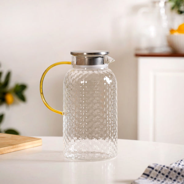 Textured Glass Jug With Metal Lid 2000ml