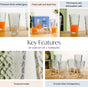 Textured Tall Tumbler Glass  Set Of 6 450ml