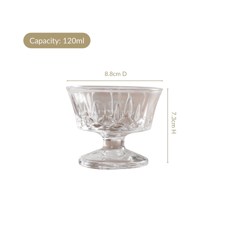 Textured Thick Stem Dessert Bowls Set Of 6 120ml