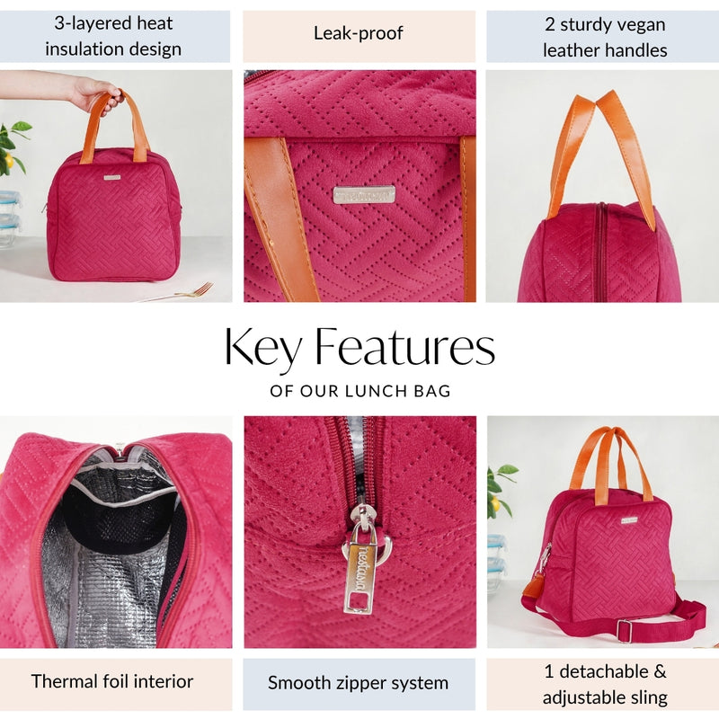 Thermal Insulated Office Lunch Bag Pink