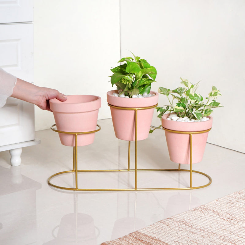 Three In One Planter Set With Stand