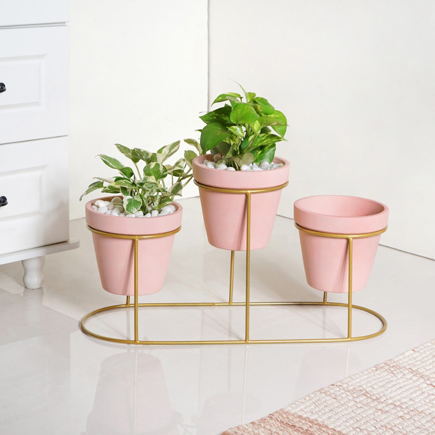 TerraTier Three In One Planter Set With Stand Pink
