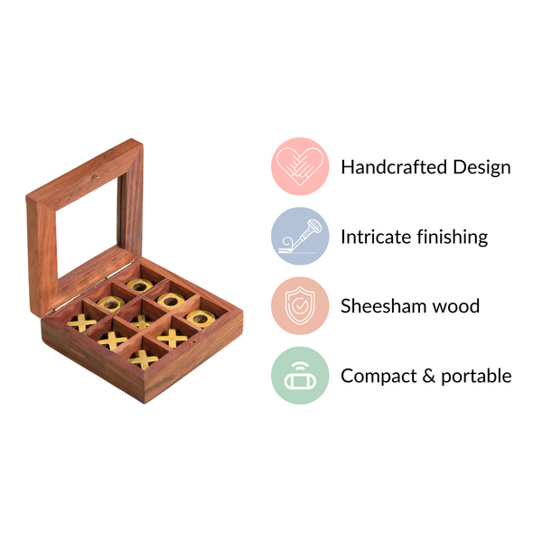 Wooden Tic Tac Toe Game Box