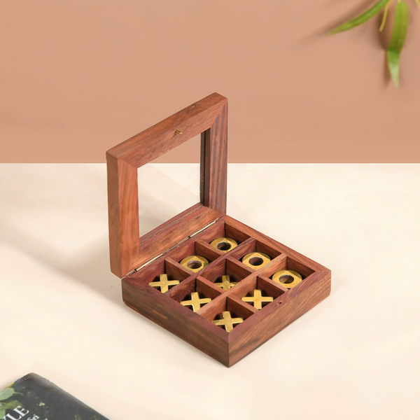 Wooden Tic Tac Toe Game Box