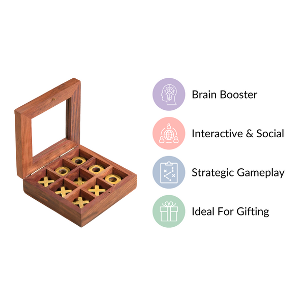 Wooden Tic Tac Toe Game Box