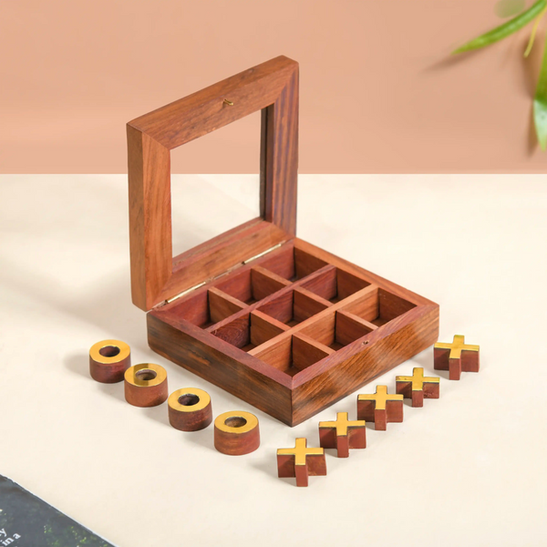 Wooden Tic Tac Toe Game Box