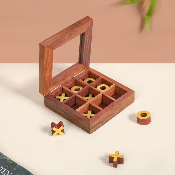 Wooden Tic Tac Toe Game Box