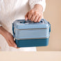 Double Decker Lunch Box For Office Blue 1400ml