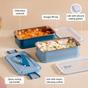 Double Decker Lunch Box For Office Blue 1400ml