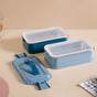 Double Decker Lunch Box For Office Blue 1400ml