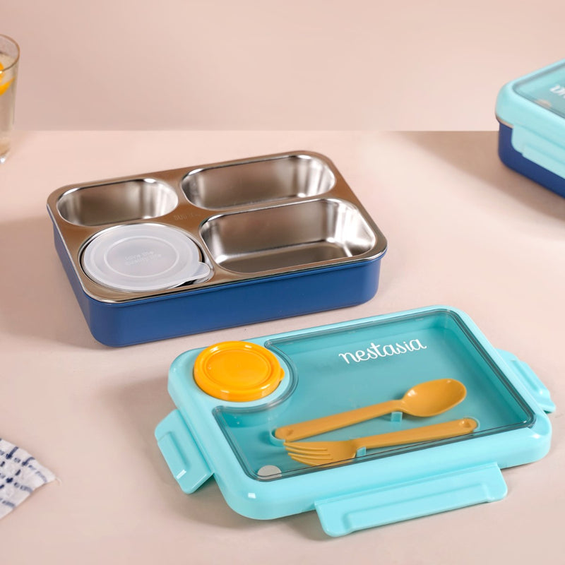 Stainless Steel Bento Tiffin Box Blue 950ml