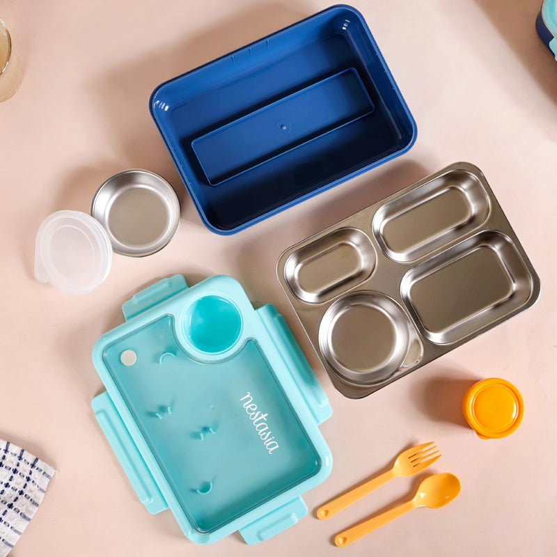 Stainless Steel Bento Tiffin Box Blue 950ml