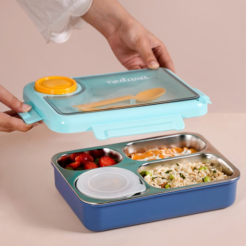 Stainless Steel Bento Tiffin Box Blue 950ml