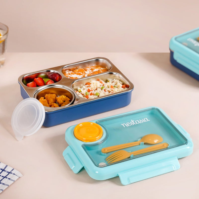Stainless Steel Bento Tiffin Box Blue 950ml
