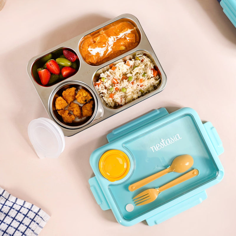 Stainless Steel Bento Tiffin Box Blue 950ml